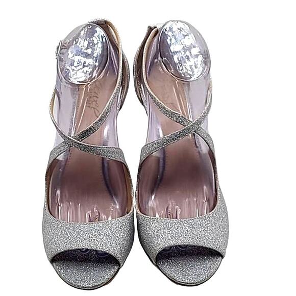 Jewel Badgley Mischka Cook Metallic Glitter Evening Shoe - Size 9.5 - Picture 1 of 6